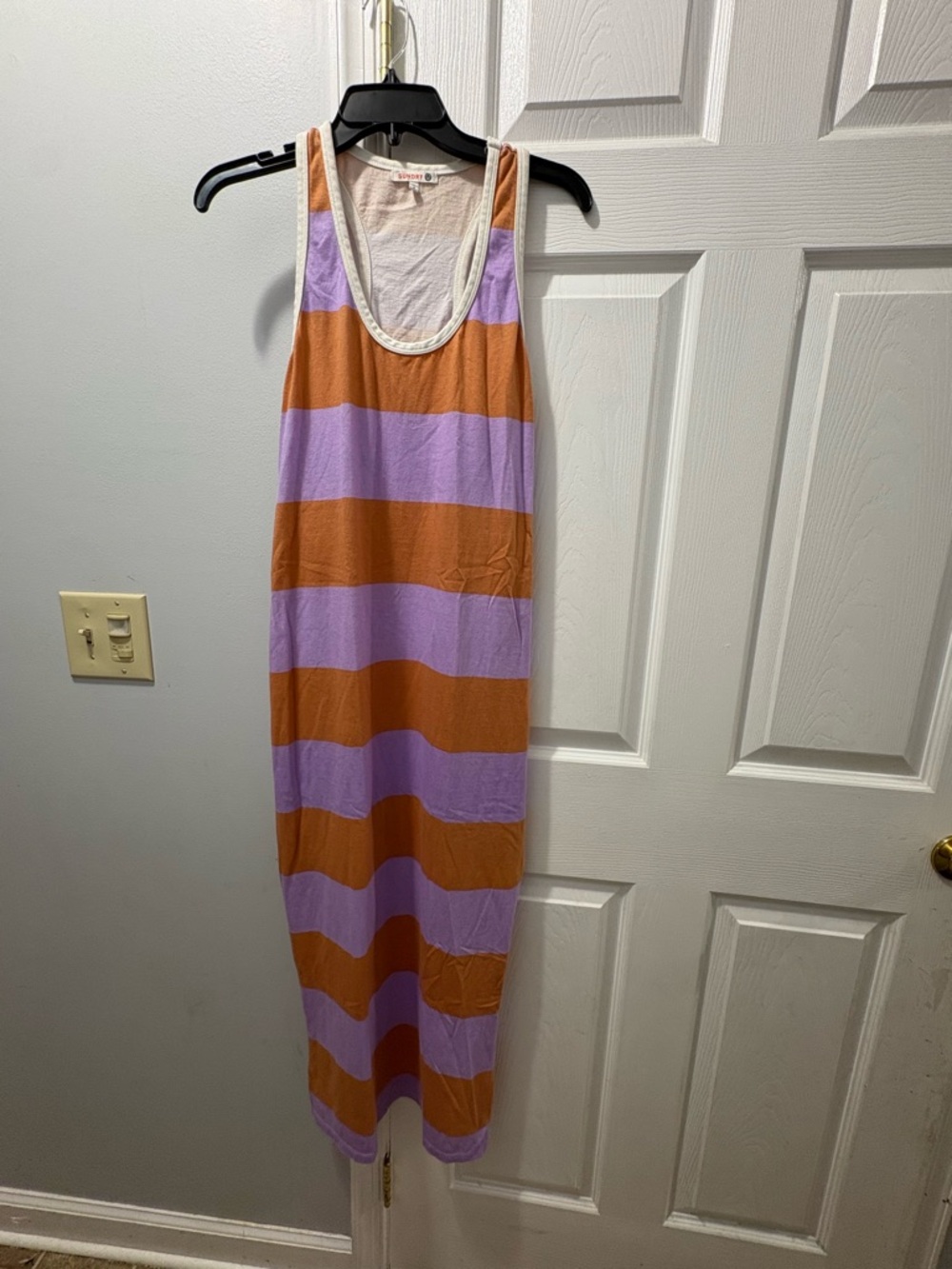 Anthropologie Striped Maxi Dress in Orange and Lavender
